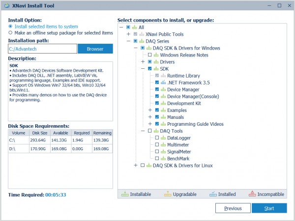 XNavi DAQ Driver/SDK/Utilities Installations-Tool