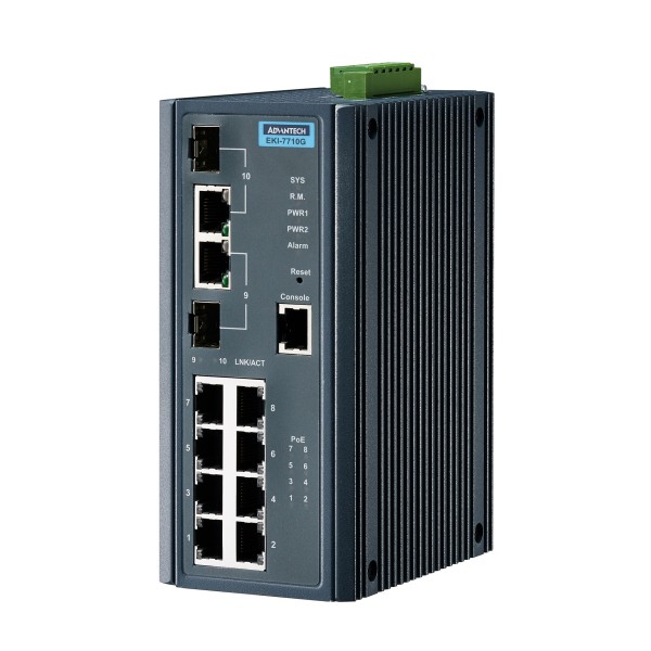 Managed Fiber Optic Gigabit Switch EKI-7710 PoE